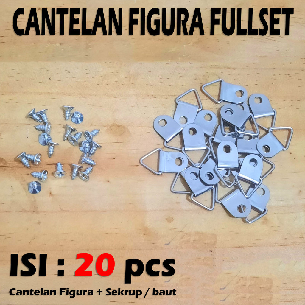 GANTUNGAN KECIL SEGITIGA + SEKRUP 6 MM BAUT BINGKAI SET PIGURA FIGURA FOTO FRAME DINDING CANTELAN iS