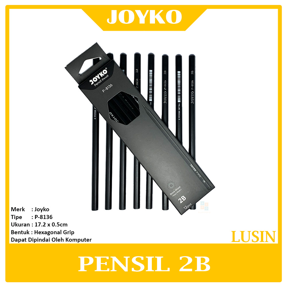 

Joyko - Pensil Ujian 2B P-8136 Black Wood Wooden Pencil - Lusin