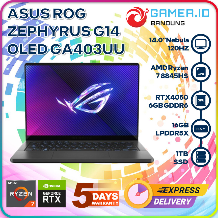 ASUS ROG ZEPHYRUS G14 GA403UU RYZEN 7 8845HS RTX4050 16GB 1TB 14" QHD OLED