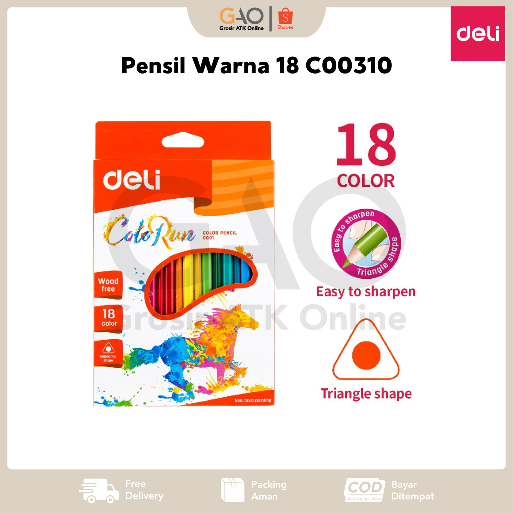 

Pensil Warna Deli 18 Warna C00310 ColoRun Pencil Deli C00310 18 Color