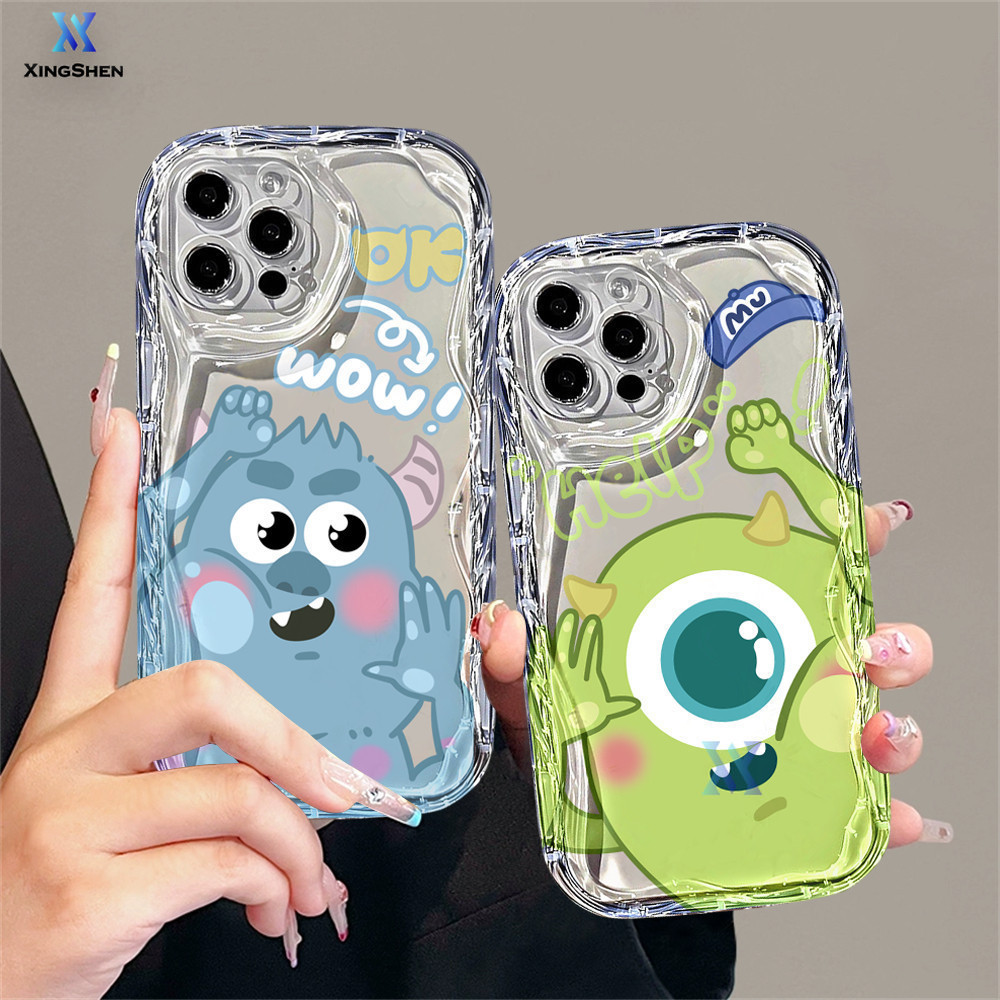 Casing hp Samsung A14 A24 A05S A04e A13 A04 A04s A10s A20s A30s A21s A12 A02s A32 A03 A51 A23 A50s A52sA50 A03s A52 A11 A20 A53 M12 M32 Cute Cartoon Monster Company Big Eyes Co branded Wave Edge Soft TPU Phone Case XingShen