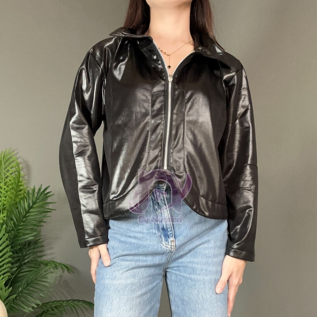 JAKET KULIT WANITA KOREA KEKINIAN OUTFIT OOTD FASHION RONA  MURAH KEREN PREMIUM