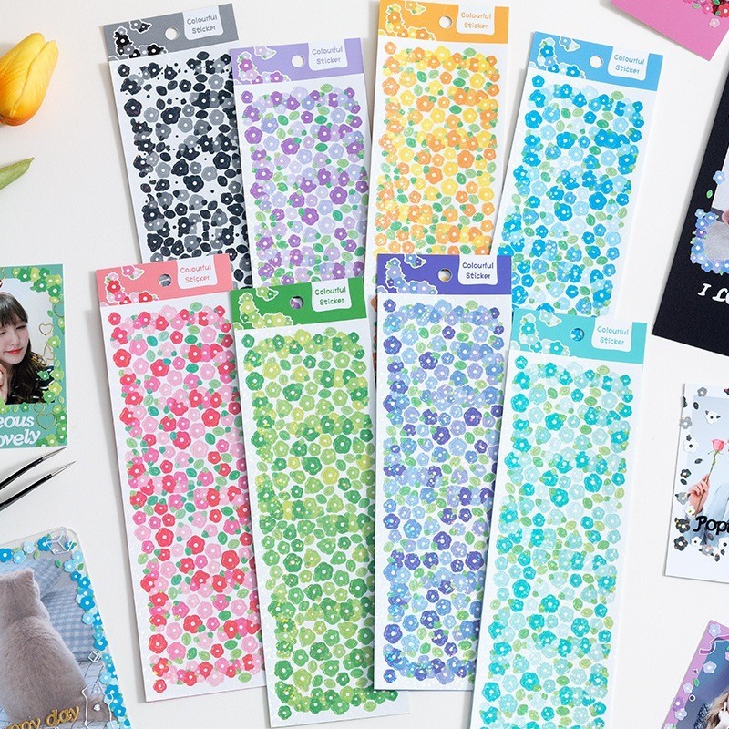 

[HELIOFINDS] 1 Lembar Sticker Deco Stiker Dekorasi PVC untuk Scrapbook Photocard - MEADOW FLOWERS