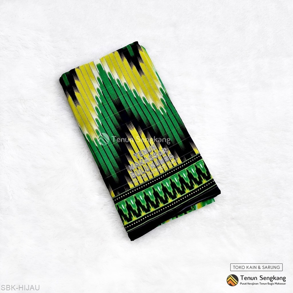 Sarung Makassar Bulukumba Halus Hijau - Tenun Sengkang SBK-HUAU (Harga Per Pcs)