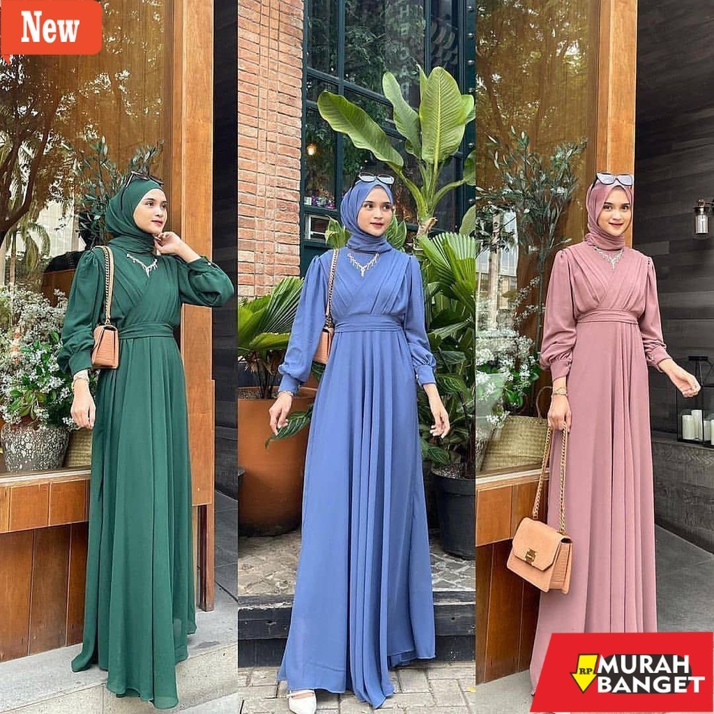 Gamis pesta- COD - Theressa Dress / Gaudy Maxi Gamis Ceruty Babydoll / Dress Kondangan Muslimah