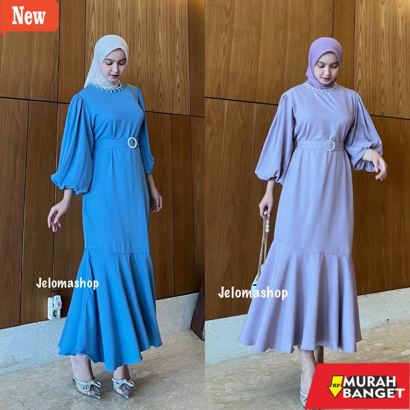 Gamis pesta- Rebecca maxi dress shakila premium free belt gamis pesta kondangan
