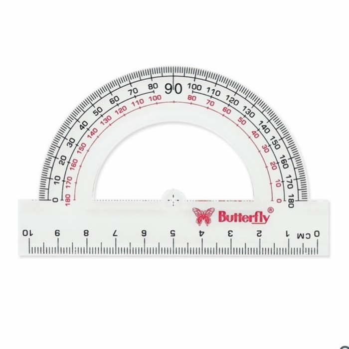 

Busur Derajat Butterfly 180/10 Cm / Busur Derajat Butterfly 180/12 Cm / Penggaris Busur Butterfly / Butt & Tj, Busur 180