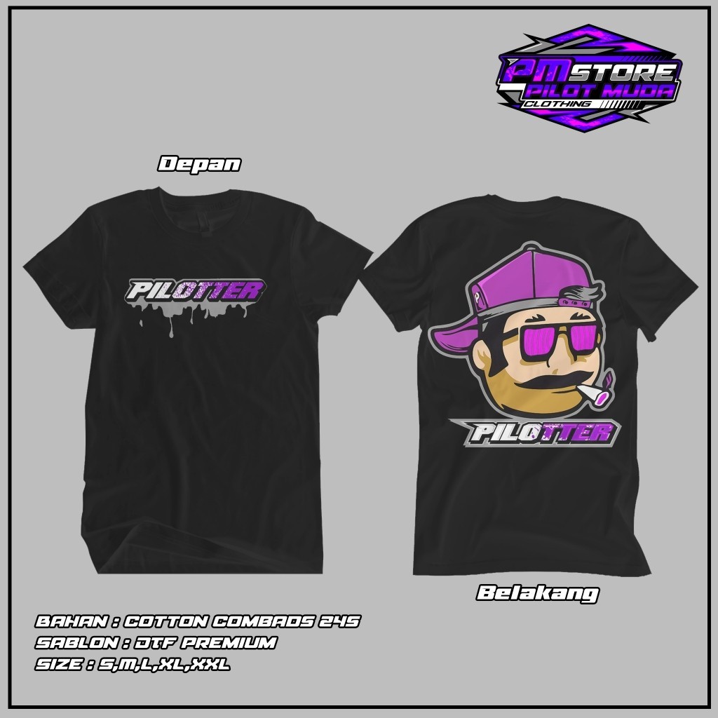 [Bisa COD] Kaos Pilotter Logo Ungu Original Merchandise | Kaos Katun 24s Asli | Baju Kaos Viral Pilo