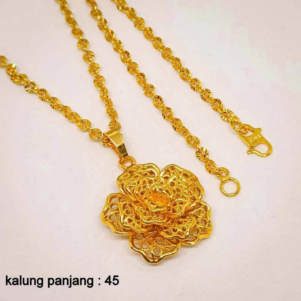 kalung+liontin kendari Perhiasan Aksesoris Titanium Asli Wanita Anti Karat Emas gold xuping dubai