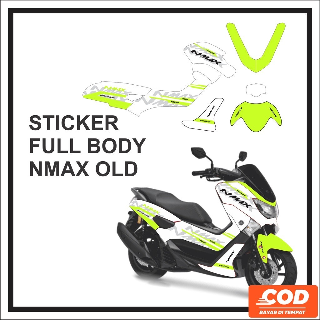 Stiker  YAMAHA NMAX OLD Full Body Sticker NMAX Lama Warna Hijau Putih Request Nama dan