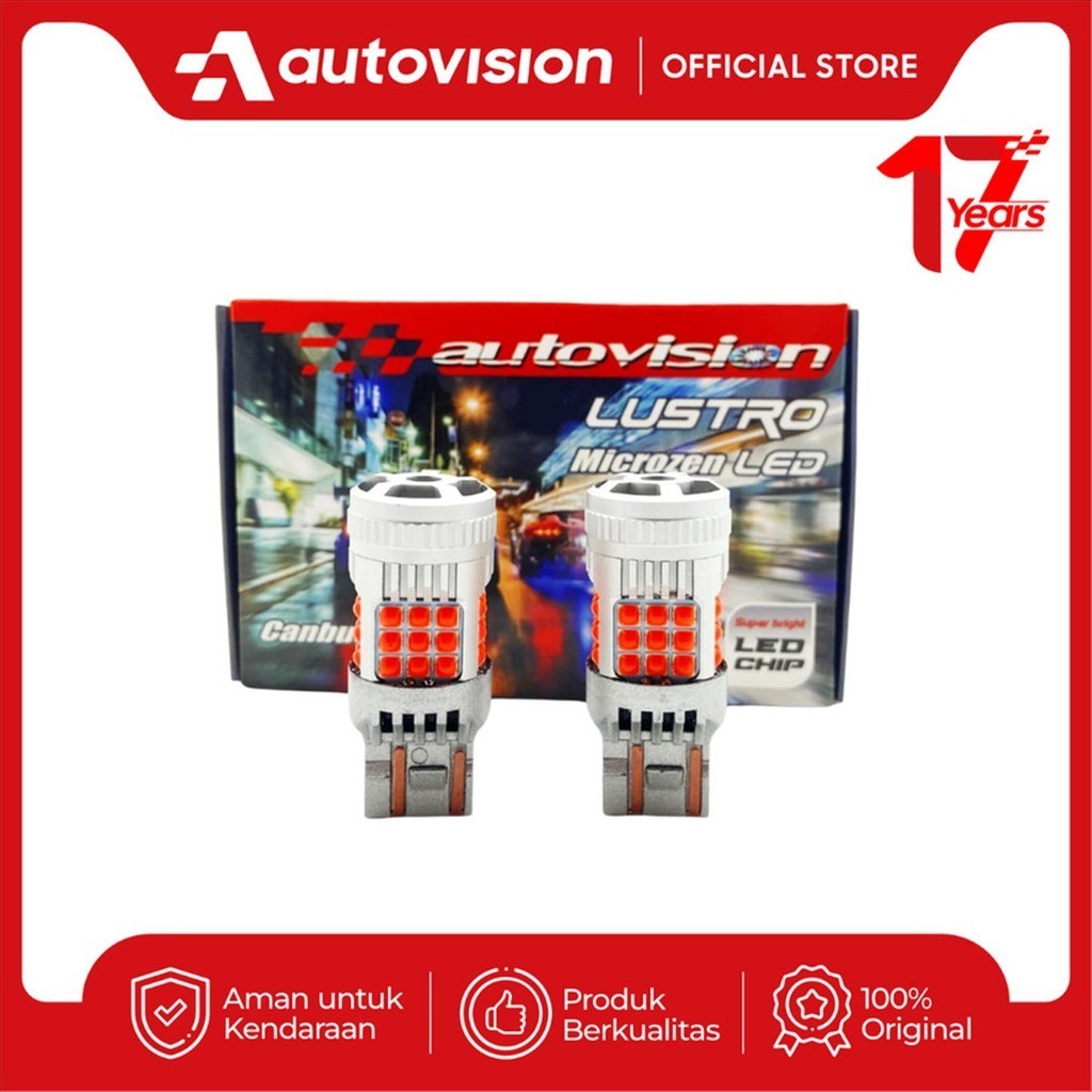 Lampu LED Rem Mobil T20 W21W WY21W Ori Autovision Canbus Bipolar 12V