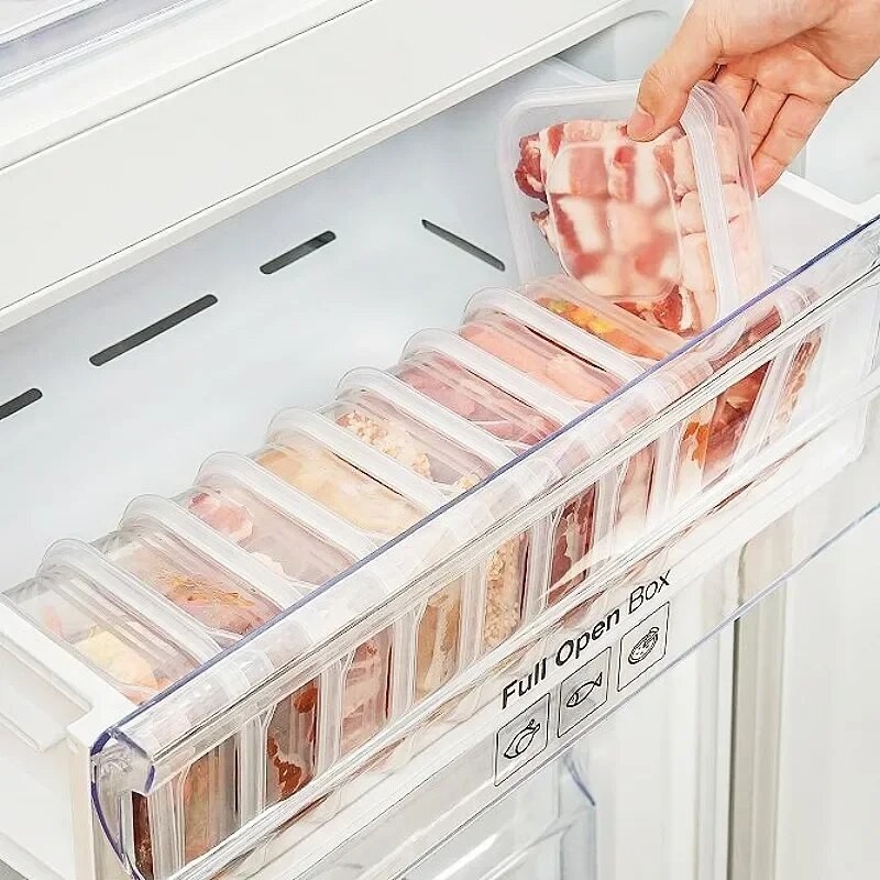 

6 Pcs 350ml Refrigerator Frozen Meat Storage Box Fresh-keeping Box Superimposed Organizadores Food Storage Containers