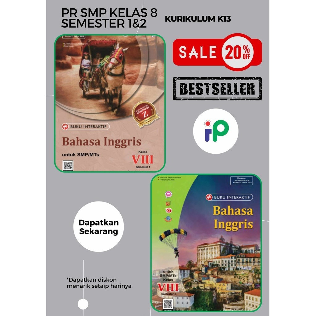 Buku Pr/Lks Bahasa Inggris K13 SMP/MTS Kelas 8 Semester 1&2 Intan pariwara Tahun 2024