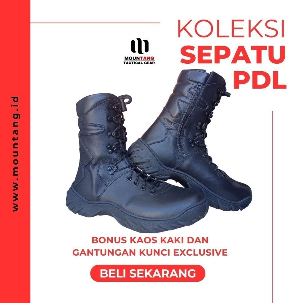 SEPATU PDL KULIT ASLI Armor Black MTG001 Mountang PRIA SAFETY UJUNG BESI RESLETING ZIPER JATAH TNI P