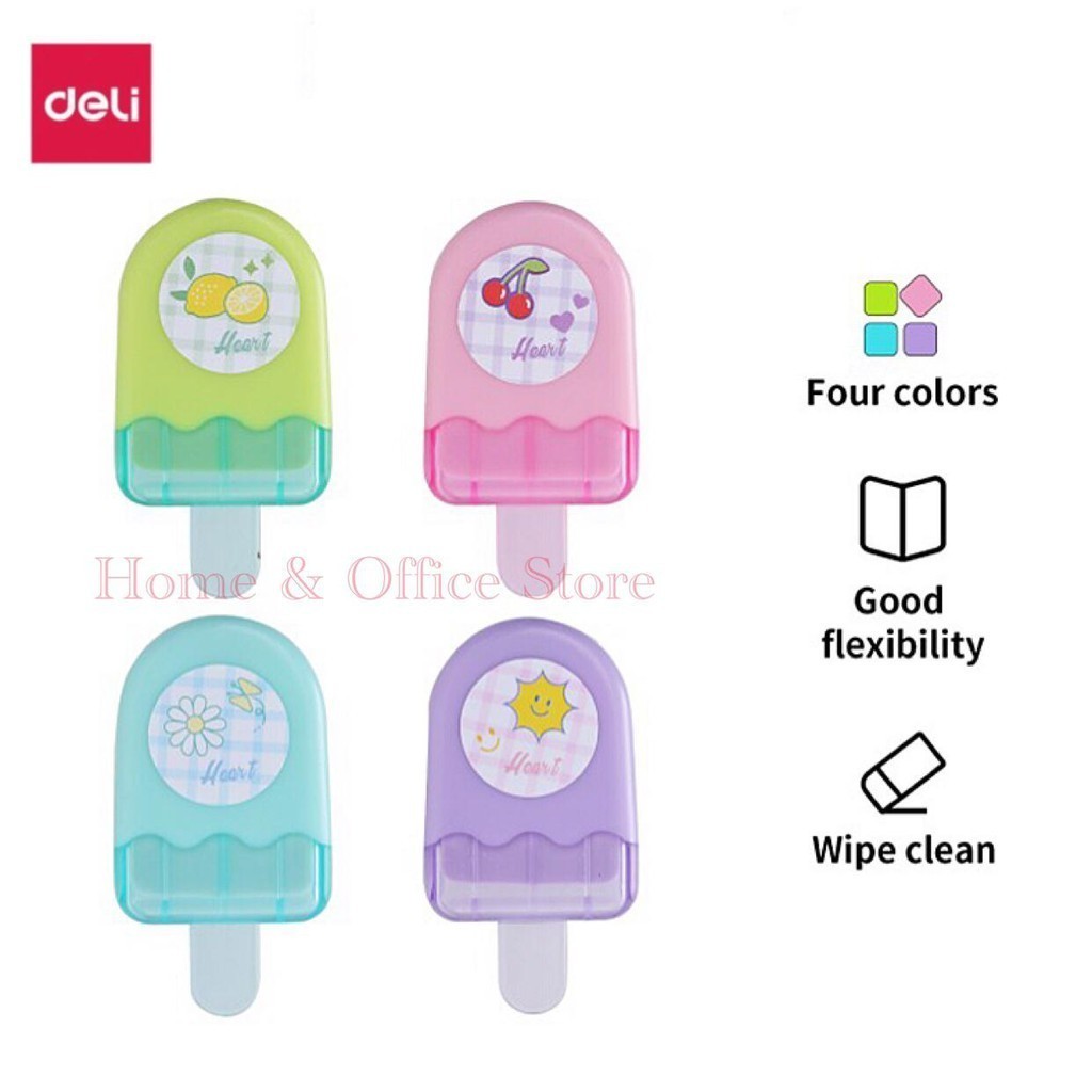

BOBOMART X Deli Ice Cream Eraser 71122 / Penghapus Stip Warna Es Krim