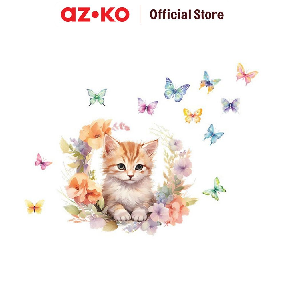 AZKO Forhom 60X40 cm Stiker Dinding Cat Butterflies wall sticker dekorasi rumah tempel hiasan tembok