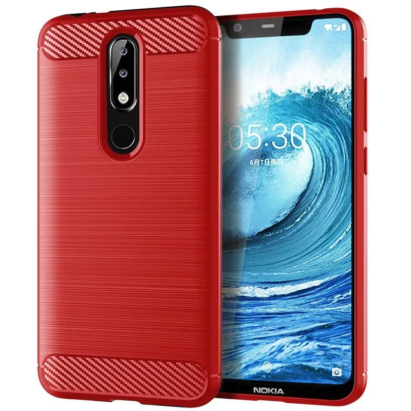 Casing HP Phone Nokia 5.1 Plus 5.1+ nokia 5.1plus Casing TPU Tekstur Serat Karbon Silikon Lembut Pen