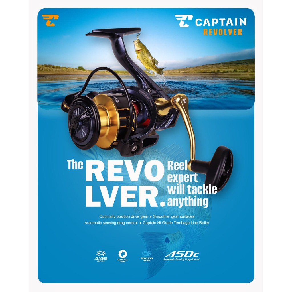 Reel Pancing CAPTAIN REVOLVER 1000 - 6000 (6+1 Seal Bearing) Power Handle Murah