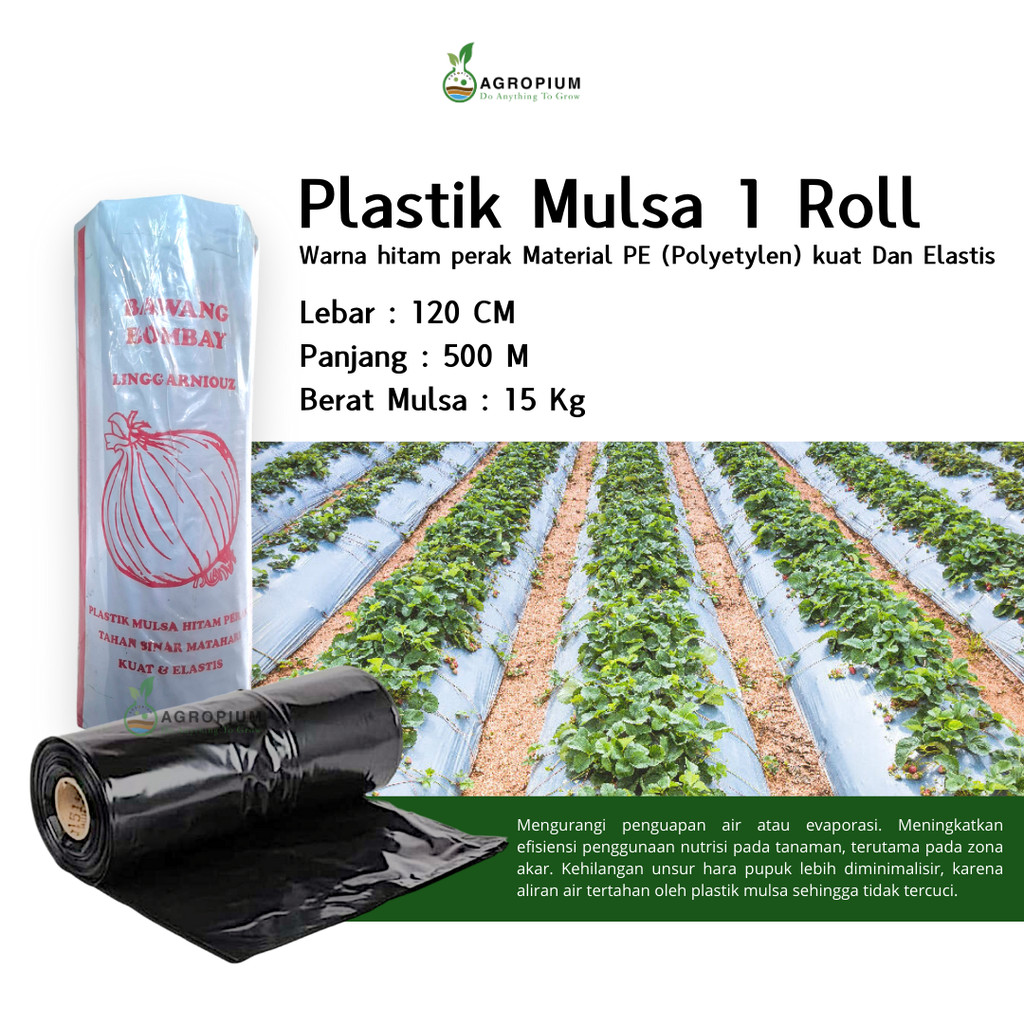 Plastik Mulsa Hitam Perak Plastik Perkebunan 1 Roll Lebar 120 Cm 500 Meter