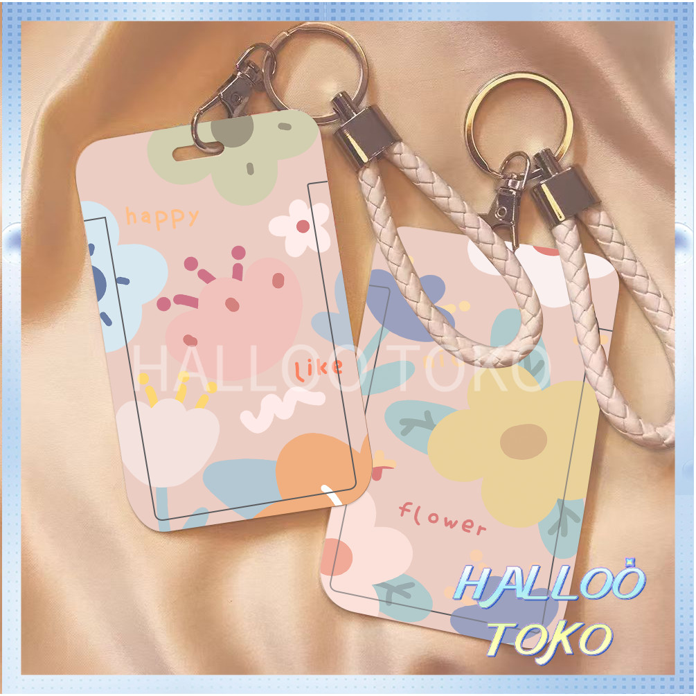 

ID CARD HOLDER MOTIF KAWAII TEMPAT KARTU PHOTOCARD PHOTO CARD Pelindung + Tali,Bunga kartun kecil