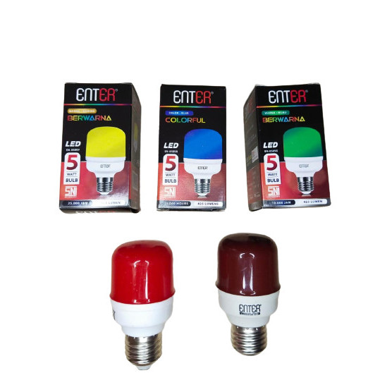 Lampu Warna Warni Enter 5 Watt / Bohlam Warna LED / Lampu Tidur 5 W