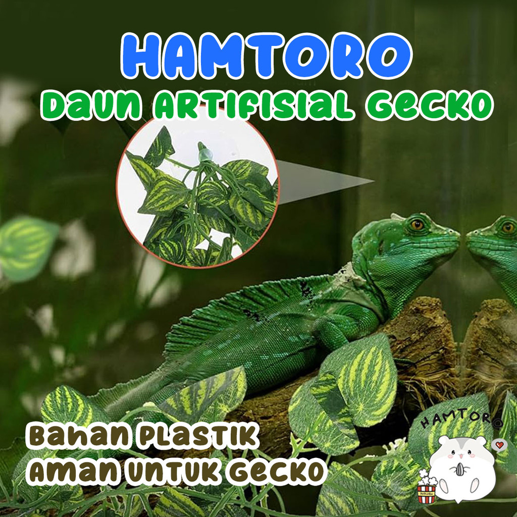 Hamtoro / Daun Sintetis Hiasan Kandang Gecko, Kura-kura, Hamster, Terrarium