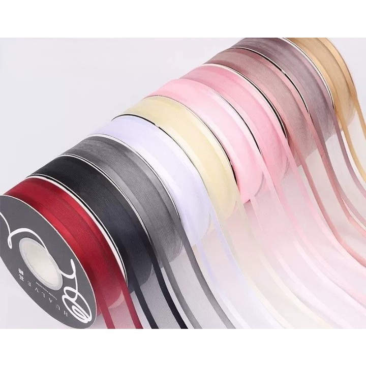 

pekanbaru/Pita Sifon Polos List Satin Warna Warni per meter / PERLENGKAPAN DEKORASI HIASAN KEMASAN