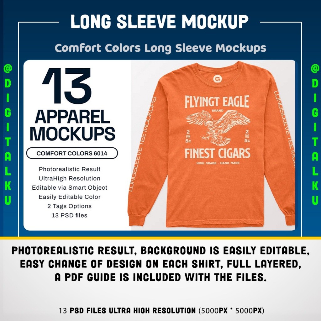 Comfort Colors Long Sleeve Mockups