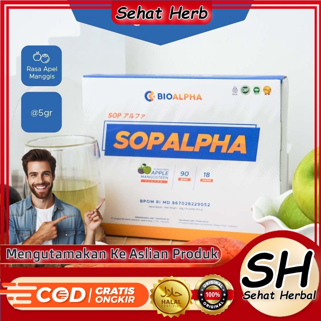 SOPALPHA Suplemen Untuk Hipertensi 1 Box 18 Bungkus | SOPALPHA Kolesterol | SOPALPHA Jantung Serbuk 