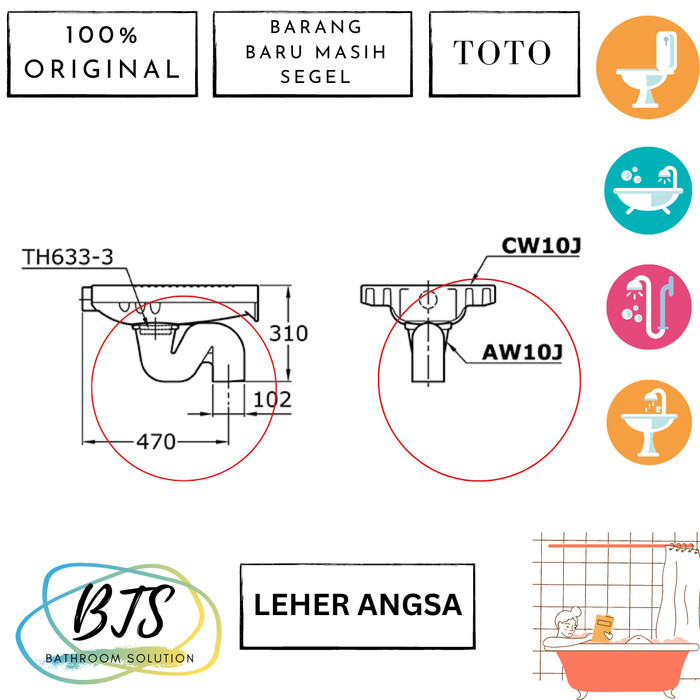 Kloset jongkok TOTO CW10J / CW 10 J - Leher angsa bwh farjotoko