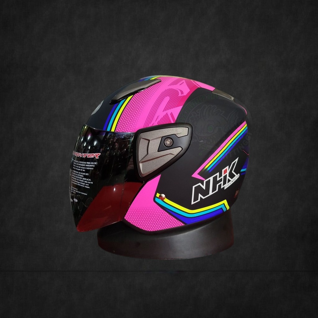 HELM NHK R7 WAGON BLACK PINK DOFF HELM NHK R7 MOTIF TERBARU