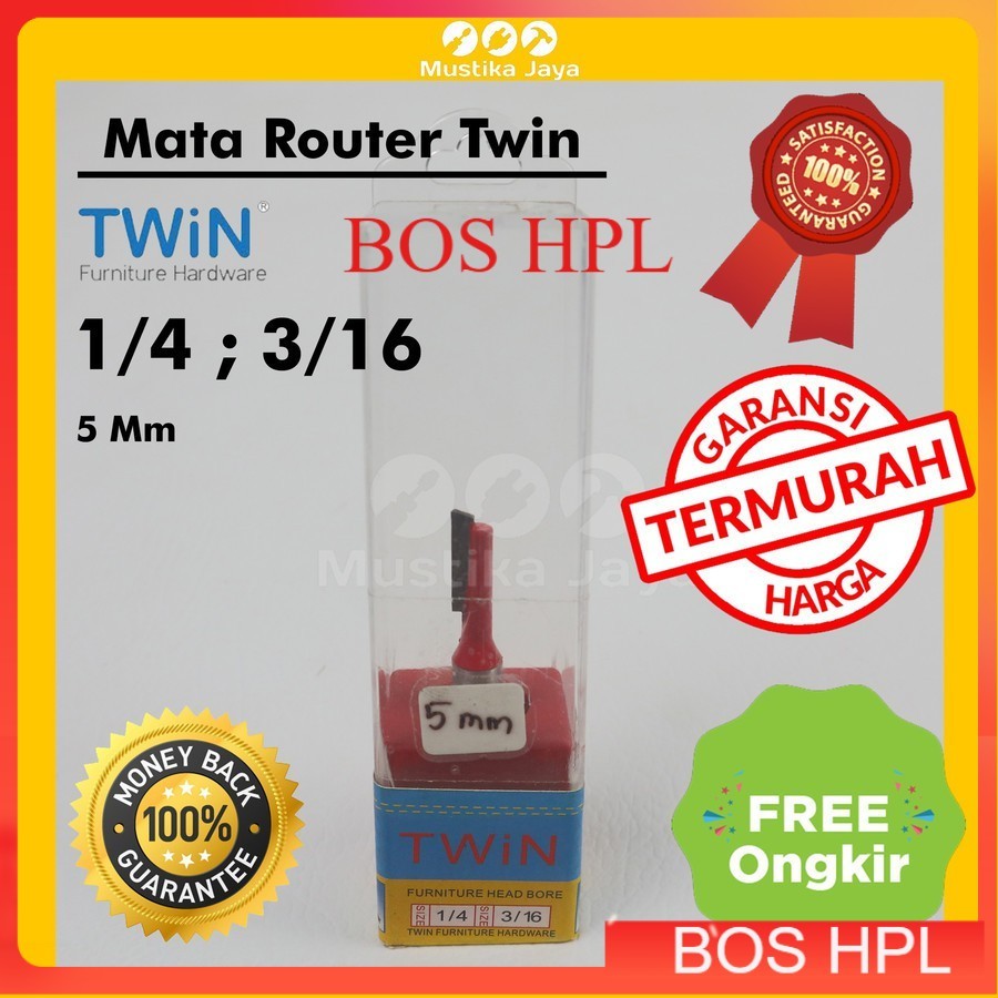 Mata Router Router Bit Straight Non Bearing Bit 1/4 3/16 (5mm)