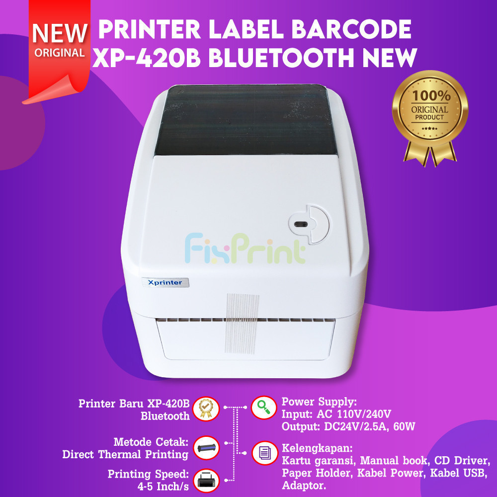 FixPrint Printer Resi Mini Portable Barcode Thermal Printer XPrinter Xantri Thermal Label BT-112 108