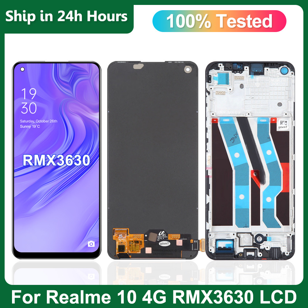 6.4" Screen For Realme10 RMX3630 LCD Display Touch Screen with Frame, Super AMOLED For Oppo Realme 1