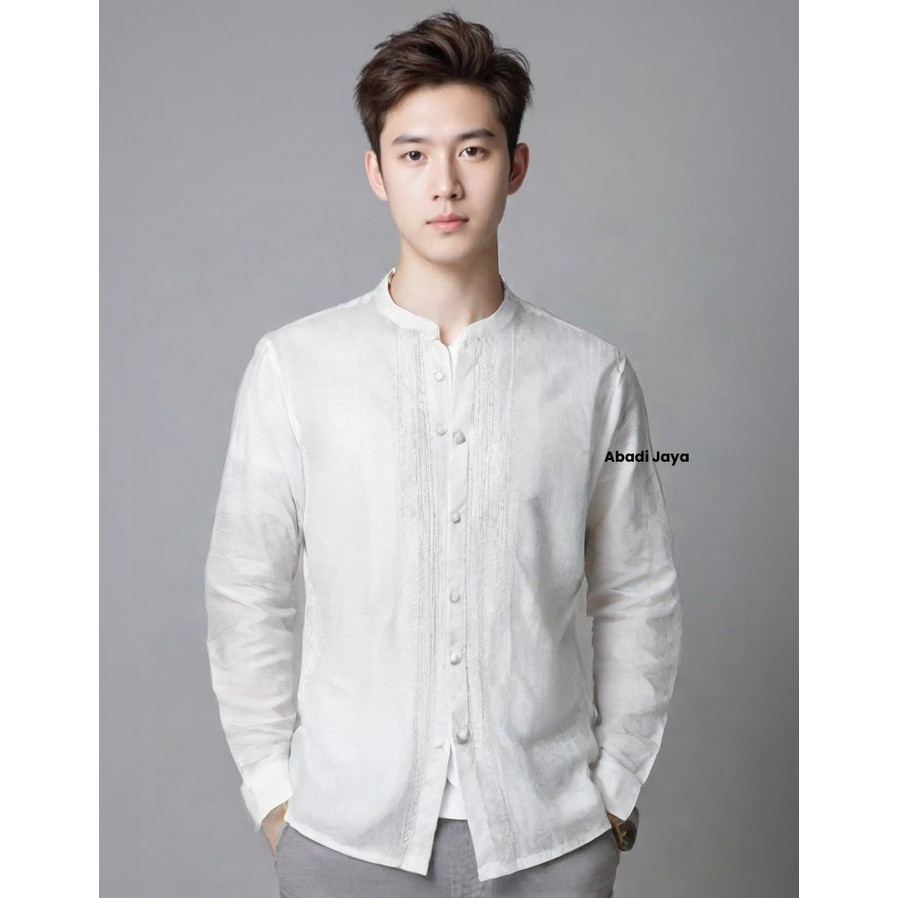 Baju Koko Al-Mia Lengan Pajang Premium - Putih