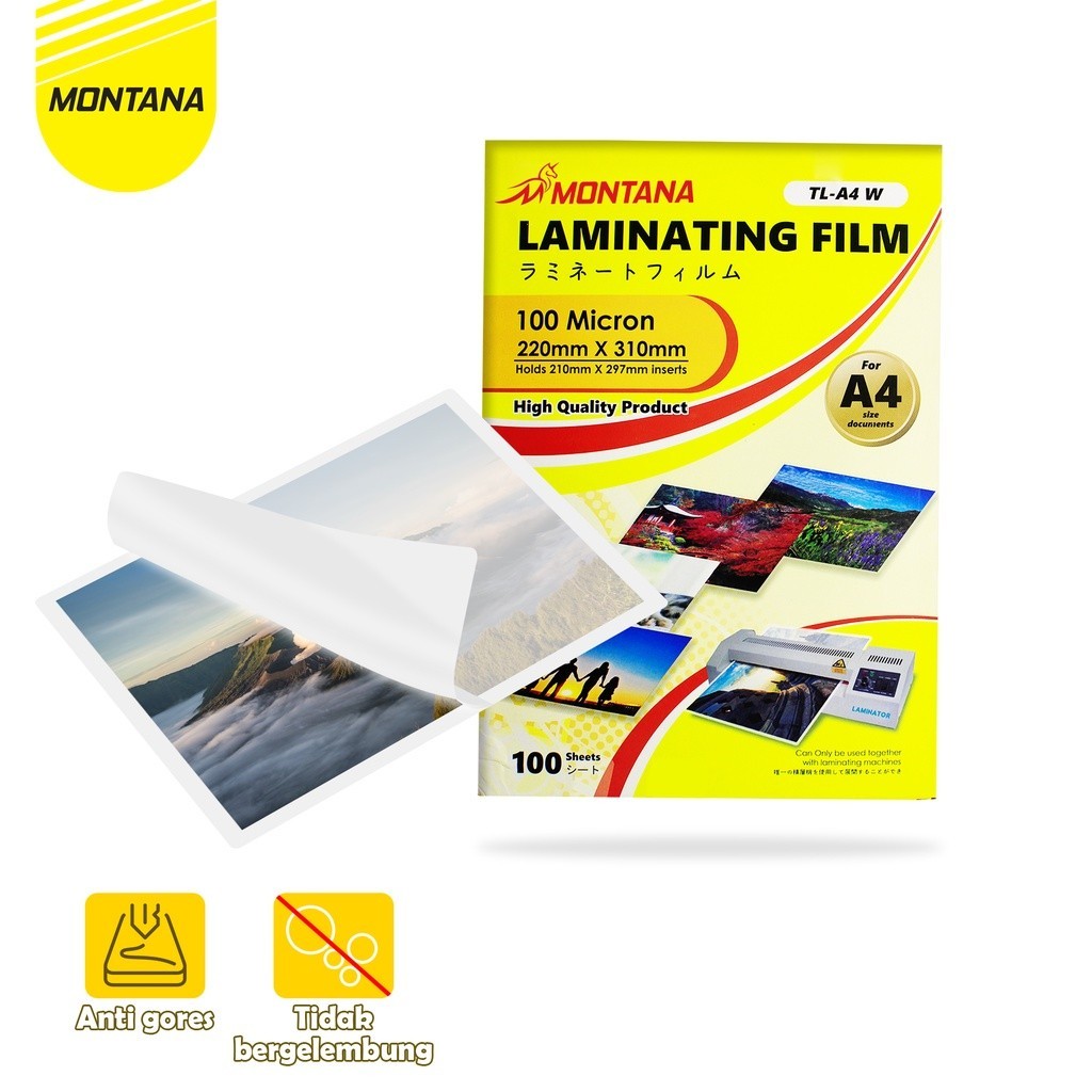 

MONTANA/YOEKER Laminating Film / Plastik Laminating A4/F4 MERK RANDOM