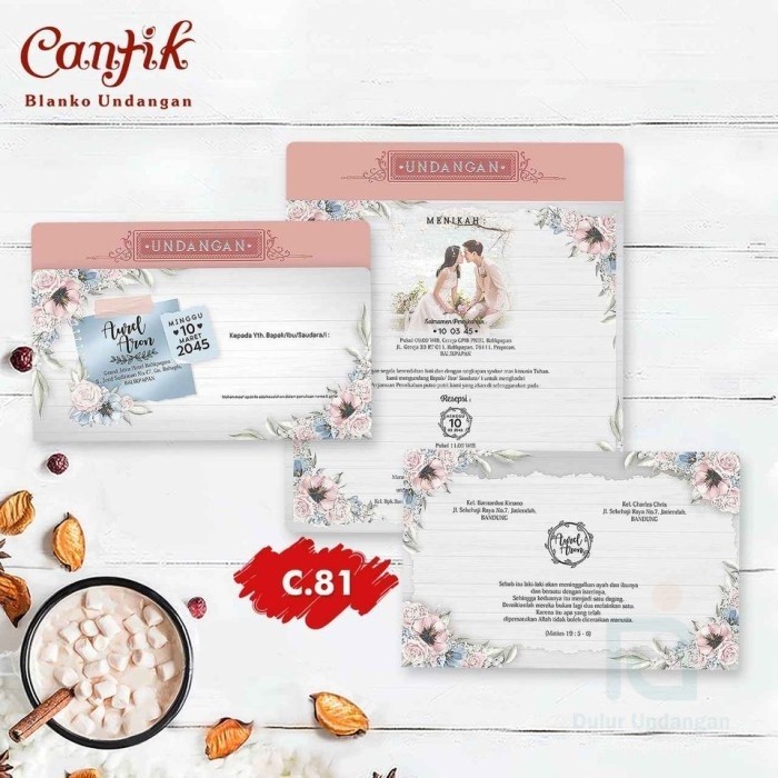 [SIMPLE & ANGGUN] SURAT UNDANGAN LIPAT DUA PINK & PUTIH