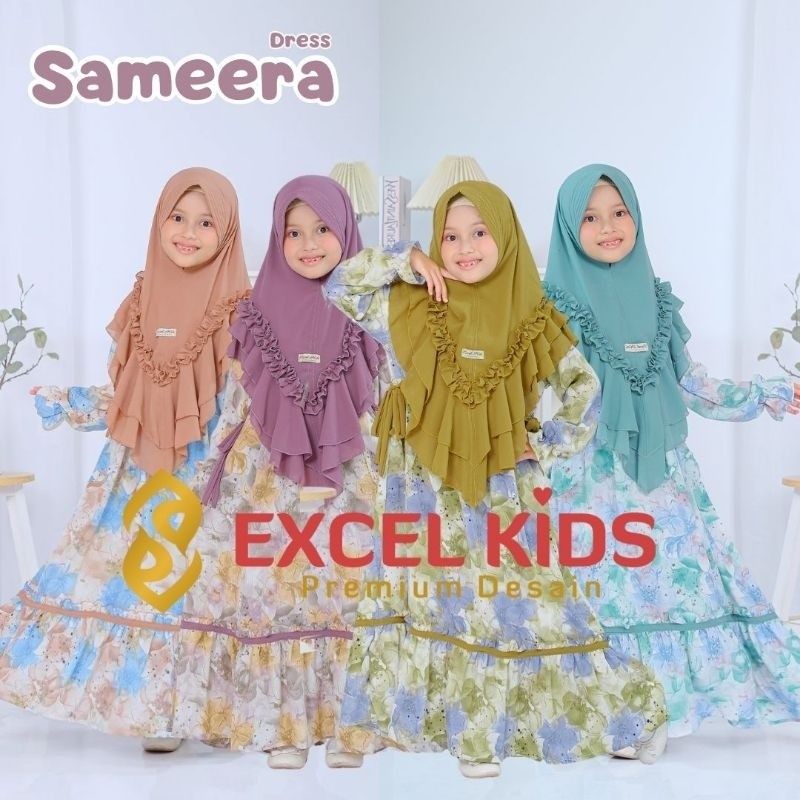UMAYA - Gamis Anak Sameera Dress Kids Mango Kringkle Set Hijab