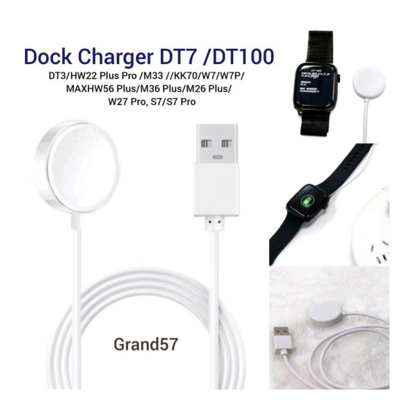Kabel USB Dock Charger DT7 DT100 Pro DT3 HW22 H56 M26 S7 Smart Watch