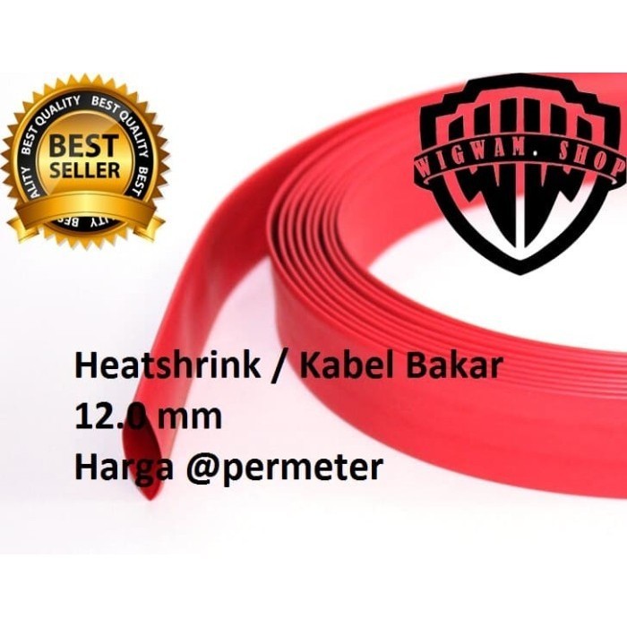 Heatshrink Selongsong Kabel Bakar 12 mm @meter (Merah)