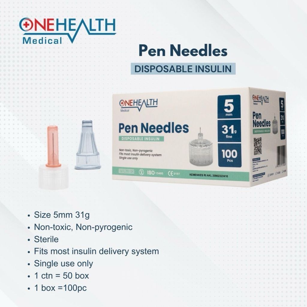 Jarum Insulin Onehealth / Insulin Pen Needle 4mm & 5mm Box isi 100