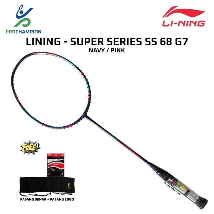Raket Badminton Lining SS 68 G7 Super Series SS68G7 Navy Pink