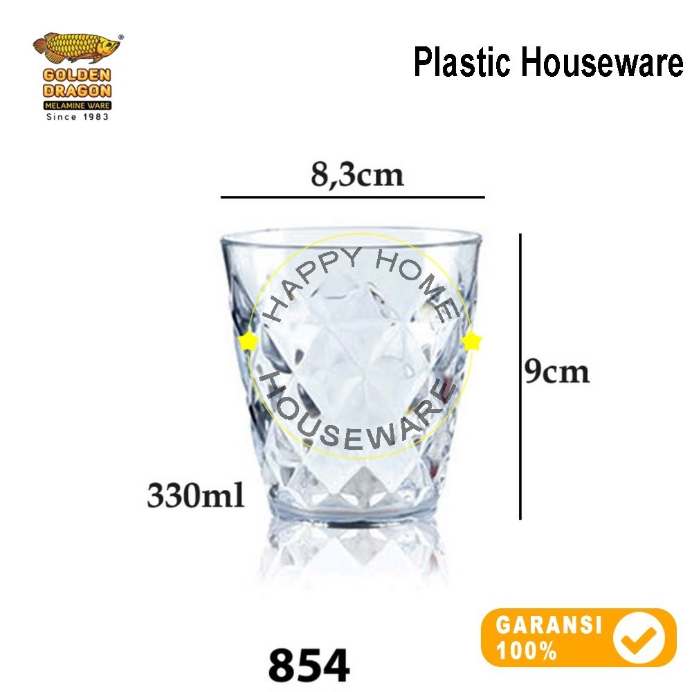 GOLDEN DRAGON Gelas Plastik Relief Kristal 330ml Tumbler Resto Tumbler Cafe 330ml