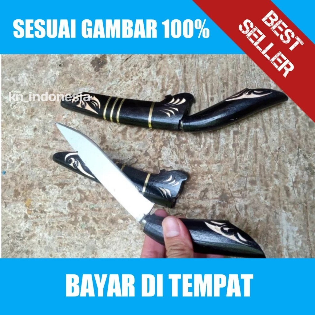 Termurah badik asli bugis / pisau laduk baja tajam / Pisau Dapur Baja 15 cm Laduk Hitam Kayu Rasamal