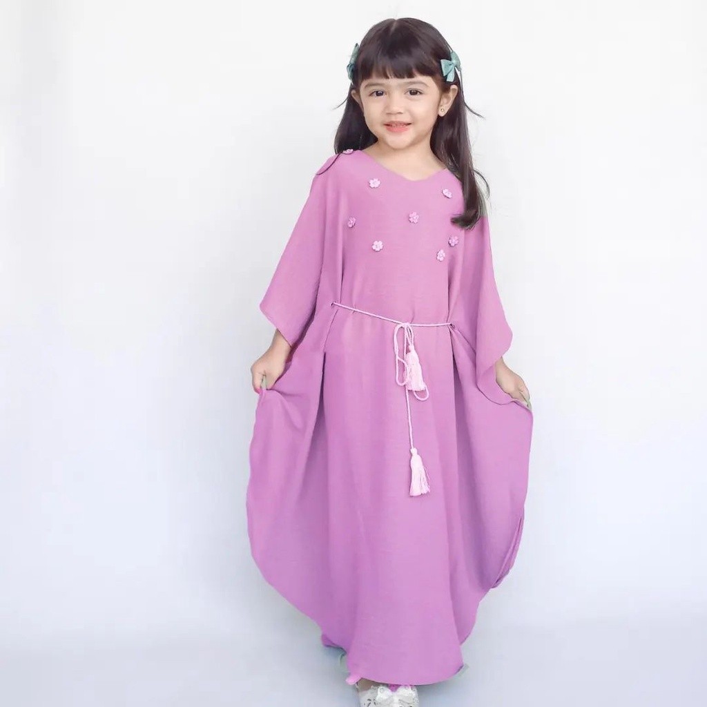 Gamis Kaftan Anak Malaysia Baju Anak perempuan Lebaran 2023 Khalisa kaftan Super Adem Lembut Kaftan 