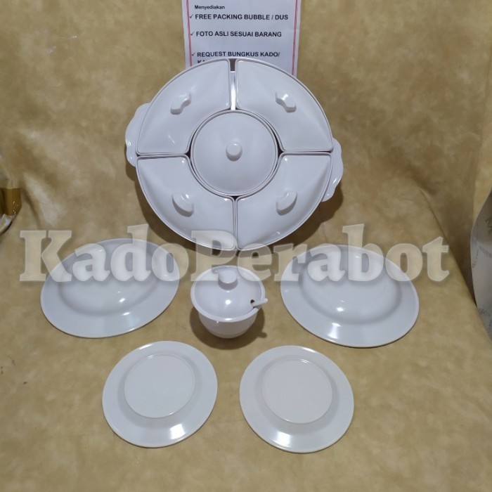 piring saji set - piring saji putar meja makan - tempat lauk bulat set