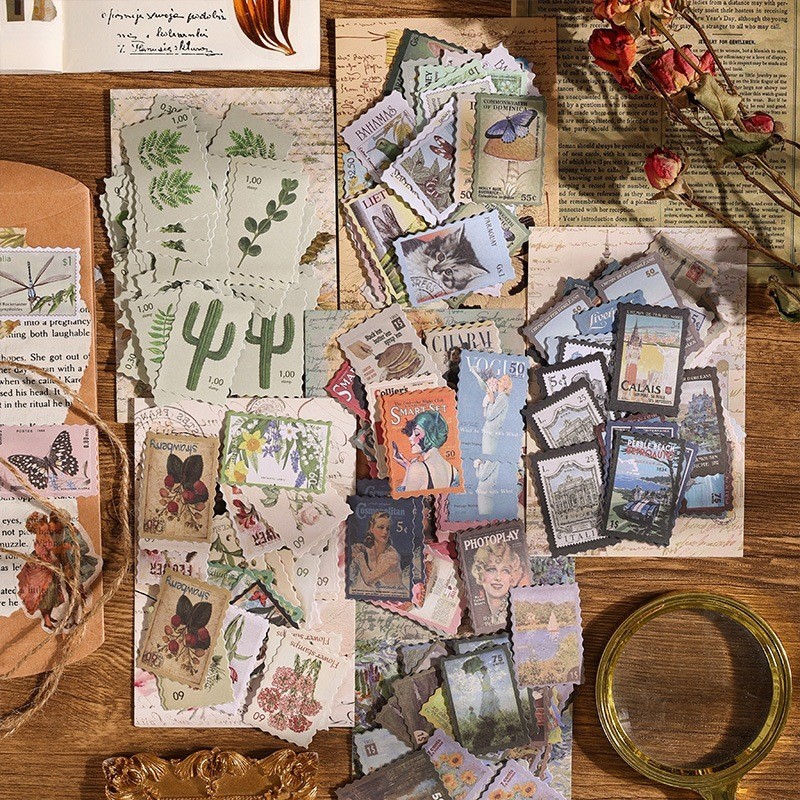 

JB - (48pcs) Stiker Model Prangko Stamp Retro Vintage Decor DIY Design Buku Scrapbook STK2003