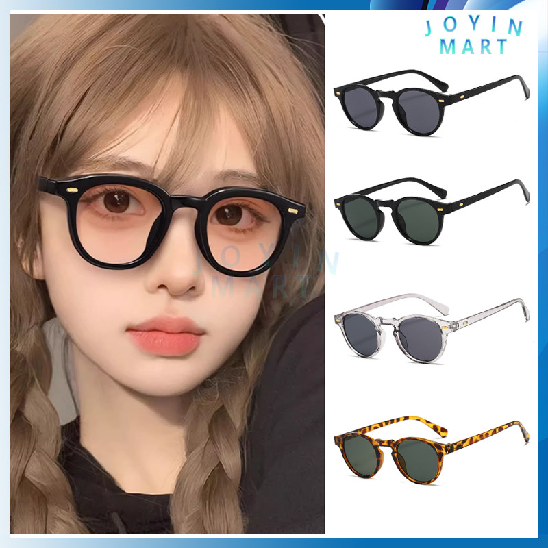 Kacamata Hitam Retro Bingkai Gaya Vintage Bulat Kecil Tren Pria Kacamata Wanita Modis