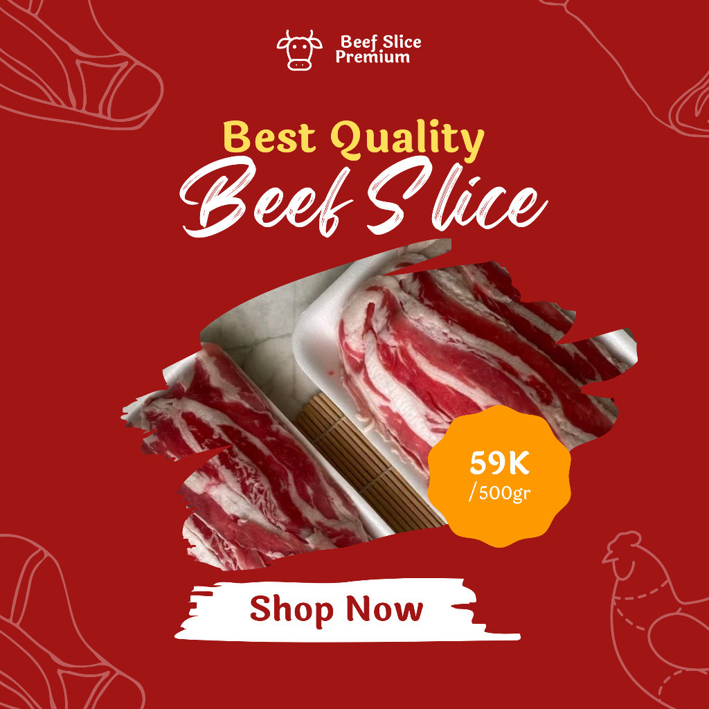 VikaStore Beef Slice Yosinoya 500gr/slice daging ada lemak/slice daging enak dan murah/Daging slice / beef slice / daging sapi / beef / yoshinoya / shortplate / daging beku / yakiniku 500gr