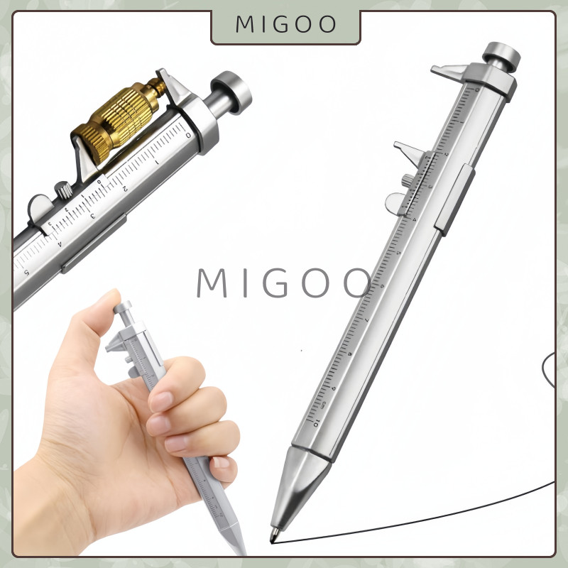 

MiGoo Pen Ukur Ballpoint Jangka Sorong Mistar Penggaris Pulpen Tulis Mistar Ukur Multifungsi Pena Kaliper 0-100mm Isi Ulang Hitam